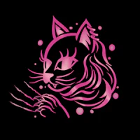 a pink cat with claws on a black background